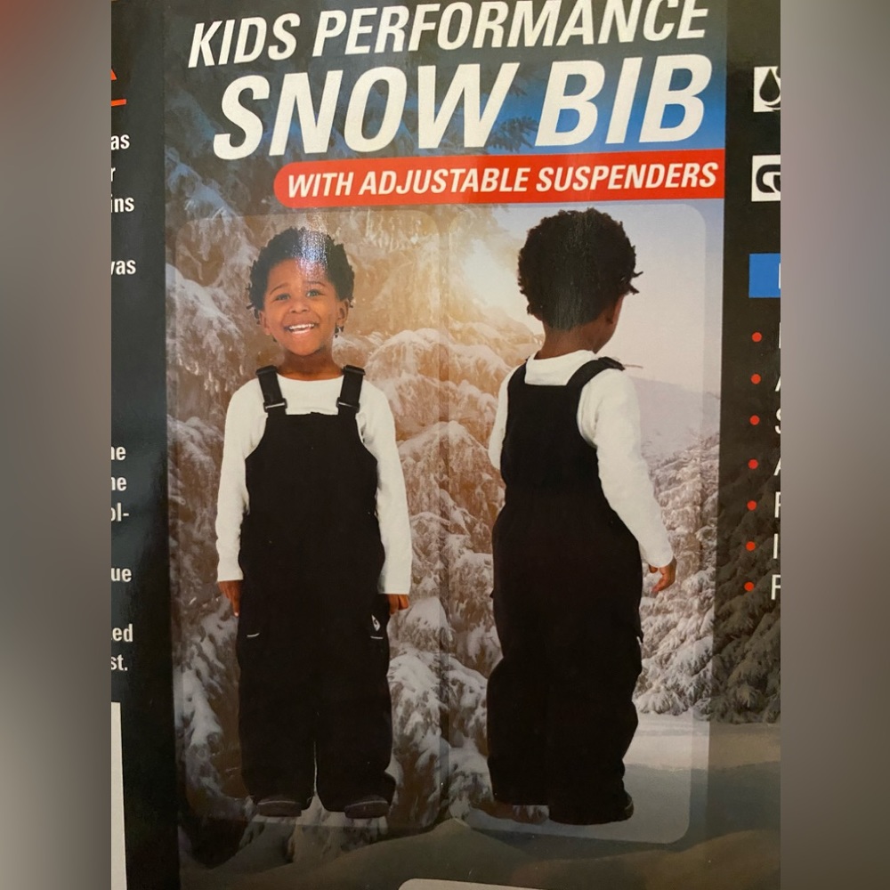 Gerry Kids Performance Snow Bib With Adjustable Suspenders, Black Sz: 5 NWT